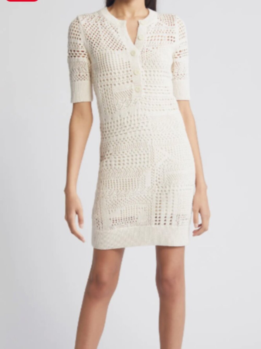 ALC Corrrine Open Stitch Sweater Dress - Bone White With Attached Steappy Lining